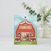 Boerderij verjaardagsfeestje 'Little Red Barn' Bedankkaart (Staand voorkant)