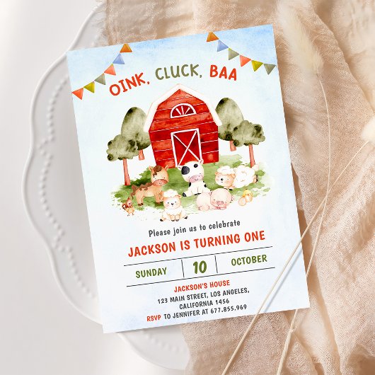 Boerderij verjaardagsfeestje met malse boerderijdi kaart