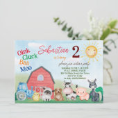 Boerderij verjaardagsfeestje nodigt sjabloon uit kaart (Staand voorkant)