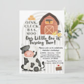 Boerderij verjaardagsuitnodiging | Barnyard Animal Kaart (Staand voorkant)