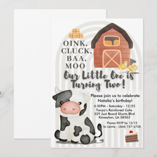 Boerderij verjaardagsuitnodiging | Barnyard Animal Kaart (Voorkant / Achterkant)