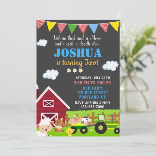Boerderij verjaardagsuitnodiging Barnyard Kaart (Staand voorkant)