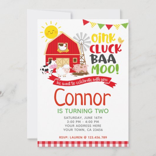Boerderij Verjaardagsuitnodiging, Barnyard Party Kaart (Voorkant)