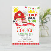 Boerderij Verjaardagsuitnodiging, Barnyard Party Kaart (Staand voorkant)