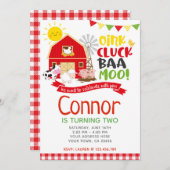 Boerderij Verjaardagsuitnodiging, Barnyard Party Kaart (Voorkant / Achterkant)