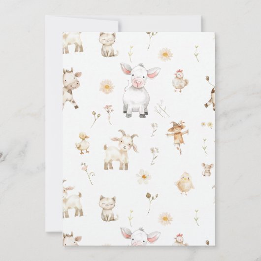 Boerderij Verjaardagsuitnodiging, Barnyard Verjaar Kaart (Achterkant)