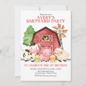 Boerderij Verjaardagsuitnodiging, Barnyard Verjaar Kaart (Voorkant)
