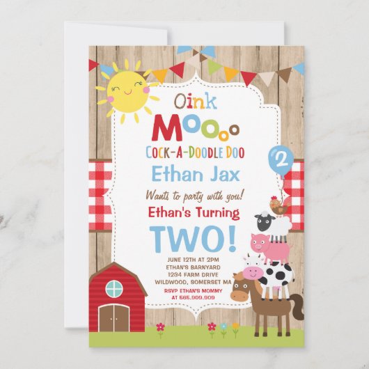 Boerderij Verjaardagsuitnodiging Barnyard Verjaard Kaart (Voorkant)