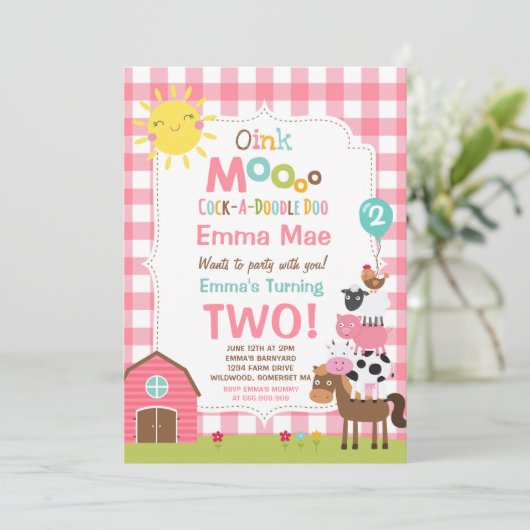 Boerderij Verjaardagsuitnodiging Barnyard Verjaard Kaart (Staand voorkant)