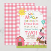 Boerderij Verjaardagsuitnodiging Barnyard Verjaard Kaart (Voorkant / Achterkant)