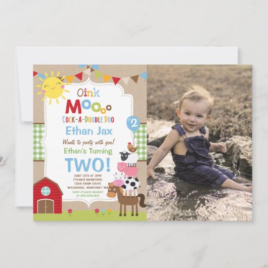 Boerderij Verjaardagsuitnodiging Barnyard Verjaard Kaart (Voorkant)