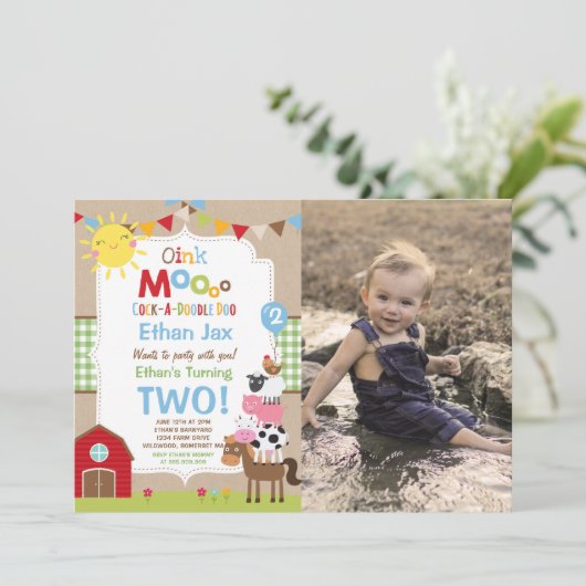 Boerderij Verjaardagsuitnodiging Barnyard Verjaard Kaart (Staand voorkant)
