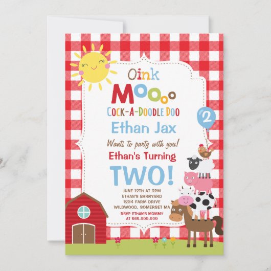Boerderij Verjaardagsuitnodiging Barnyard Verjaard Kaart (Voorkant)