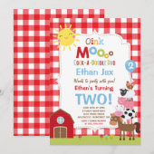 Boerderij Verjaardagsuitnodiging Barnyard Verjaard Kaart (Voorkant / Achterkant)