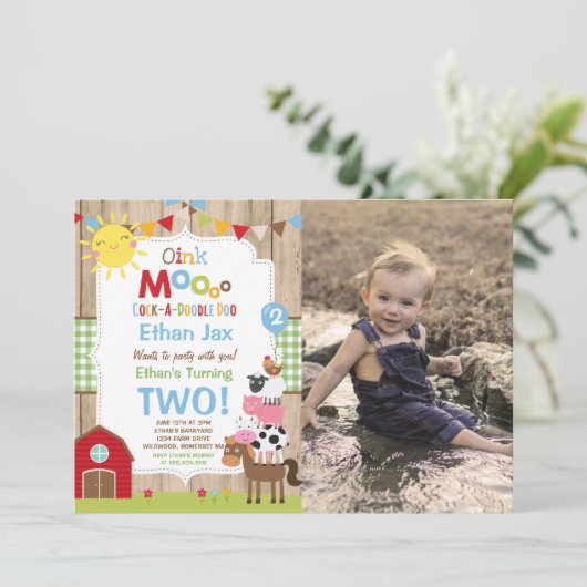 Boerderij Verjaardagsuitnodiging Barnyard Verjaard Kaart (Staand voorkant)