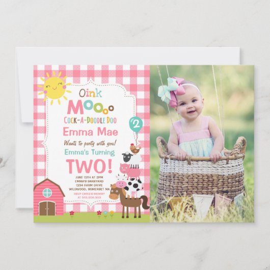 Boerderij Verjaardagsuitnodiging Barnyard Verjaard Kaart (Voorkant)