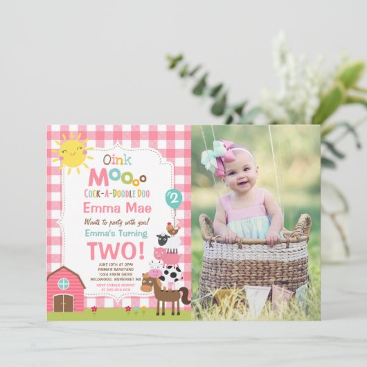 Boerderij Verjaardagsuitnodiging Barnyard Verjaard Kaart (Staand voorkant)