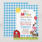 Boerderij Verjaardagsuitnodiging Barnyard Verjaard Kaart (Voorkant / Achterkant)