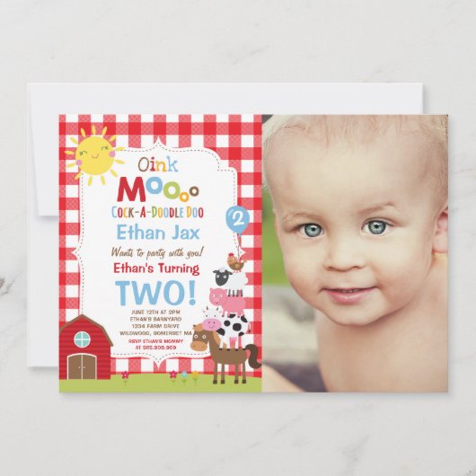 Boerderij Verjaardagsuitnodiging Barnyard Verjaard Kaart (Voorkant)