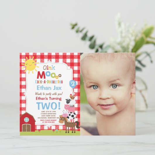 Boerderij Verjaardagsuitnodiging Barnyard Verjaard Kaart (Staand voorkant)
