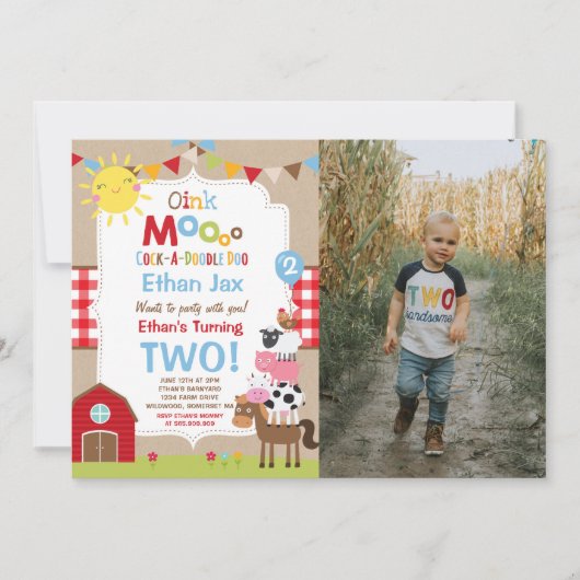 Boerderij Verjaardagsuitnodiging Barnyard Verjaard Kaart (Voorkant)