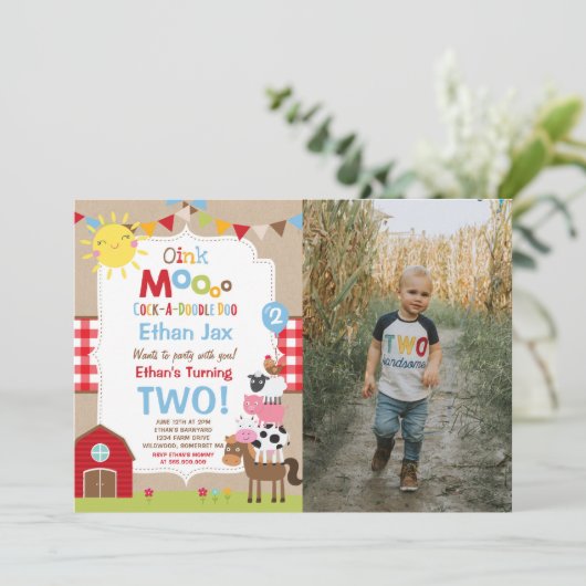 Boerderij Verjaardagsuitnodiging Barnyard Verjaard Kaart (Staand voorkant)