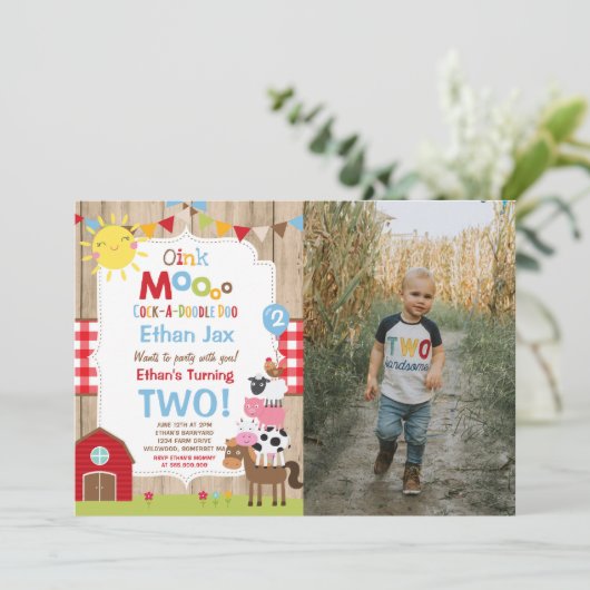 Boerderij Verjaardagsuitnodiging Barnyard Verjaard Kaart (Staand voorkant)