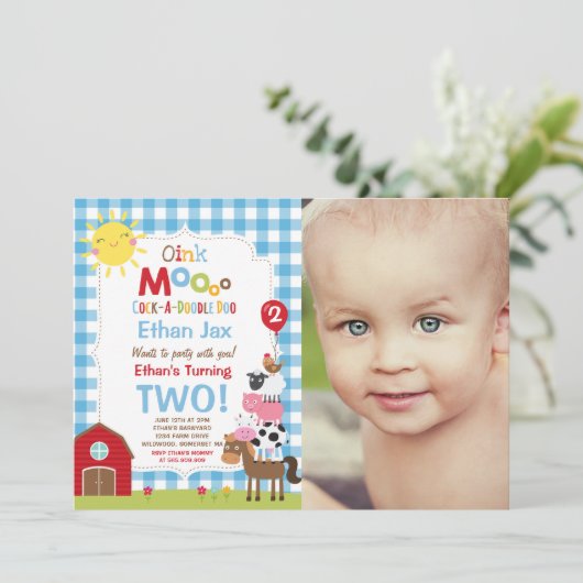 Boerderij Verjaardagsuitnodiging Barnyard Verjaard Kaart (Staand voorkant)