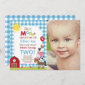 Boerderij Verjaardagsuitnodiging Barnyard Verjaard Kaart (Voorkant / Achterkant)