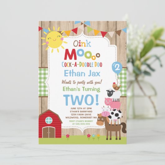 Boerderij Verjaardagsuitnodiging Barnyard Verjaard Kaart (Staand voorkant)