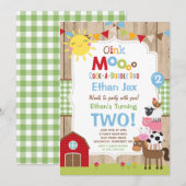 Boerderij Verjaardagsuitnodiging Barnyard Verjaard Kaart (Voorkant / Achterkant)