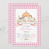 boerderij verjaardagsuitnodiging, boerderij feestj kaart (Voorkant / Achterkant)