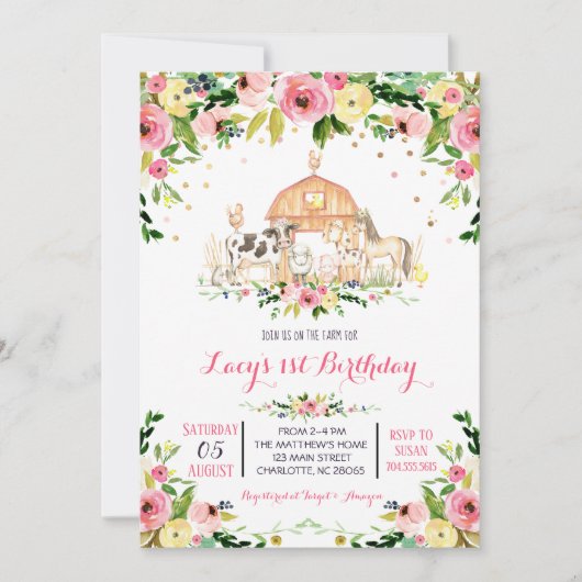 boerderij Verjaardagsuitnodiging, boerderij Verjaa Kaart (Voorkant)