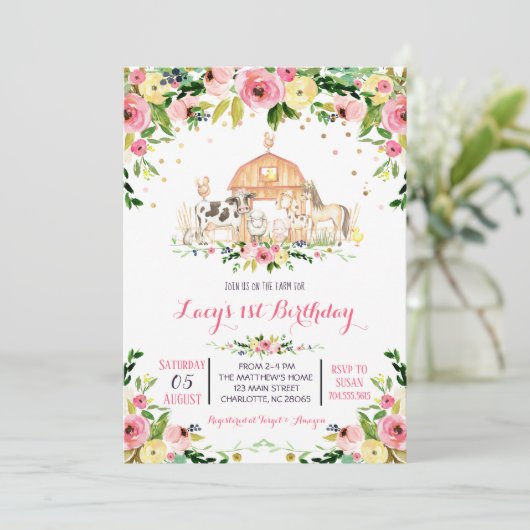 boerderij Verjaardagsuitnodiging, boerderij Verjaa Kaart (Staand voorkant)