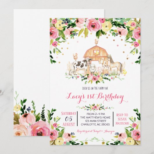 boerderij Verjaardagsuitnodiging, boerderij Verjaa Kaart (Voorkant / Achterkant)
