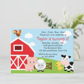 Boerderij Verjaardagsuitnodiging - Jongen (Blauw)  Kaart (Staand voorkant)