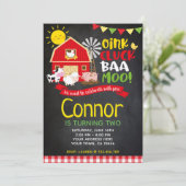 Boerderij verjaardagsuitnodiging, krijtbord uitnod kaart (Staand voorkant)