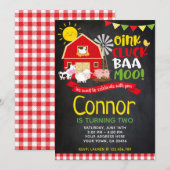 Boerderij verjaardagsuitnodiging, krijtbord uitnod kaart (Voorkant / Achterkant)