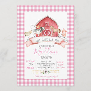 boerderij verjaardagsuitnodiging, meisje boerderij kaart