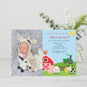 Boerderij Verjaardagsuitnodiging met Foto - Schuur Kaart (Staand voorkant)