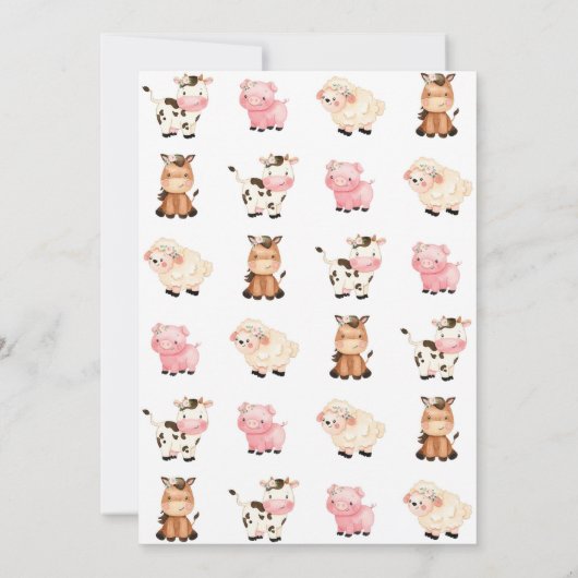 Boerderij verjaardagsuitnodiging, Oink Cluck Baa M Kaart (Achterkant)