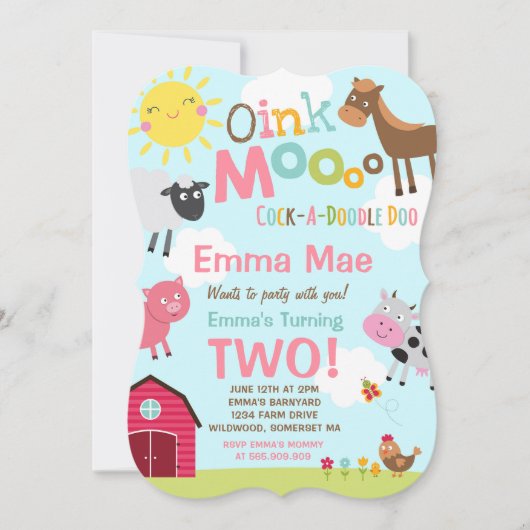 Boerderij Verjaardagsuitnodiging Oud MacDonald Boe Kaart (Voorkant)