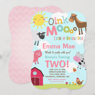 Boerderij Verjaardagsuitnodiging Oud MacDonald Boe Kaart