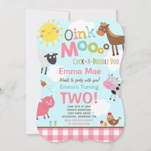 Boerderij Verjaardagsuitnodiging Oud MacDonald Boe Kaart (Voorkant)