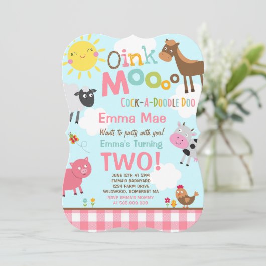 Boerderij Verjaardagsuitnodiging Oud MacDonald Boe Kaart (Staand voorkant)