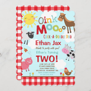 Boerderij Verjaardagsuitnodiging Oud MacDonald Boe Kaart