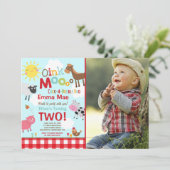 Boerderij Verjaardagsuitnodiging Oud MacDonald Boe Kaart (Staand voorkant)