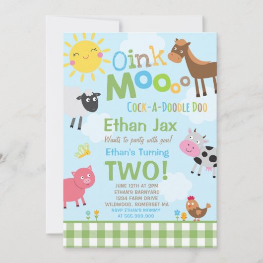 Boerderij Verjaardagsuitnodiging Oud MacDonald Boe Kaart (Voorkant)