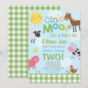Boerderij Verjaardagsuitnodiging Oud MacDonald Boe Kaart