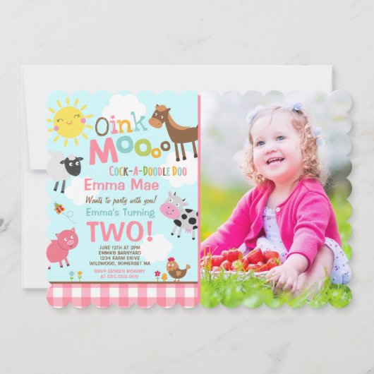 Boerderij Verjaardagsuitnodiging Oud MacDonald Boe Kaart (Voorkant)